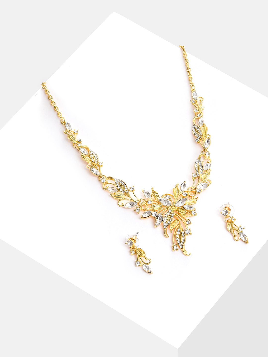 Gold Plated Designer Stone Necklace and Earring Set Jewellery Set