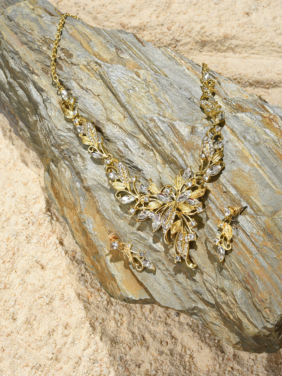 Gold Plated Designer Stone Necklace and Earring Set Jewellery Set