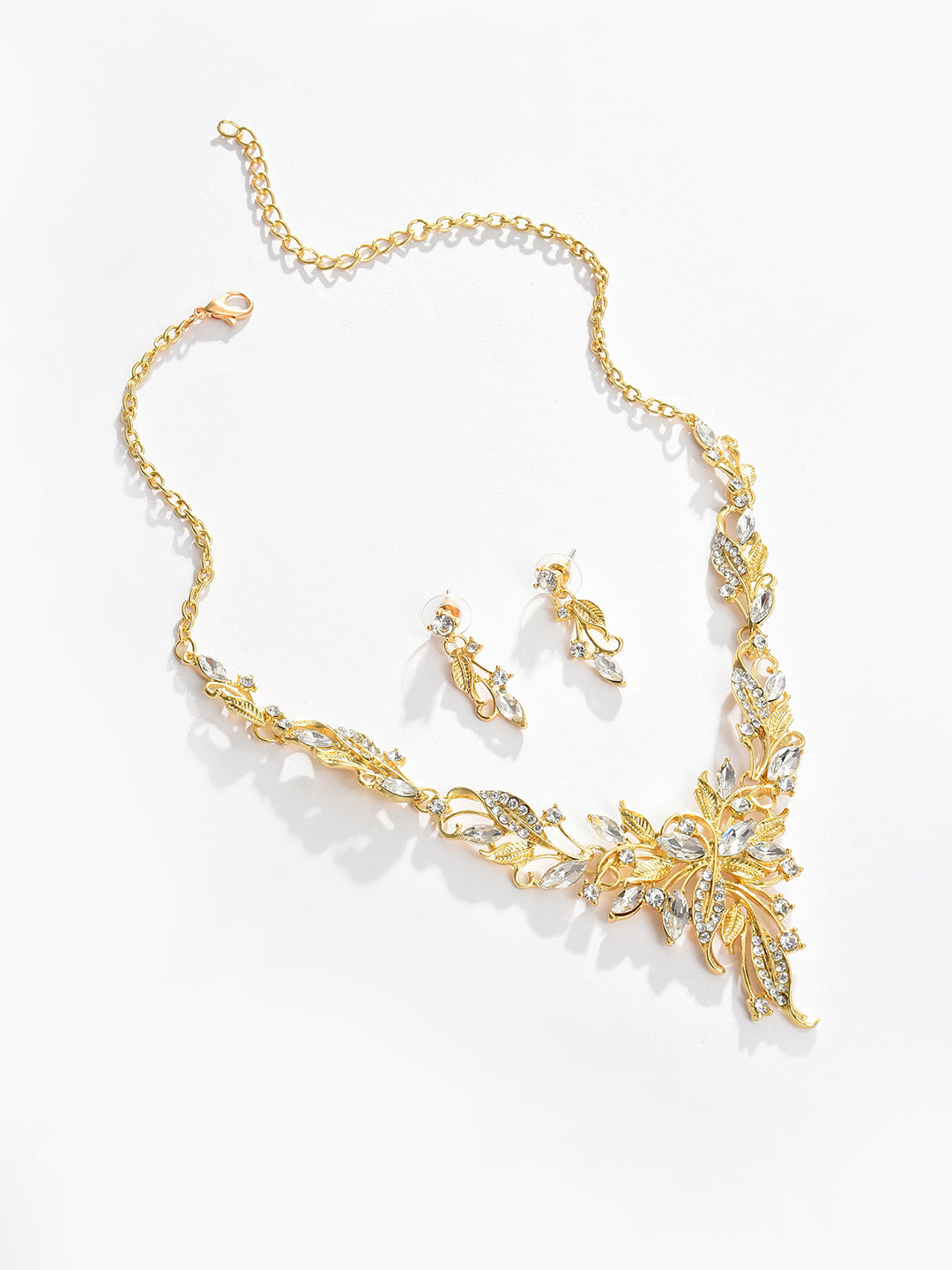 Gold Plated Designer Stone Necklace and Earring Set Jewellery Set