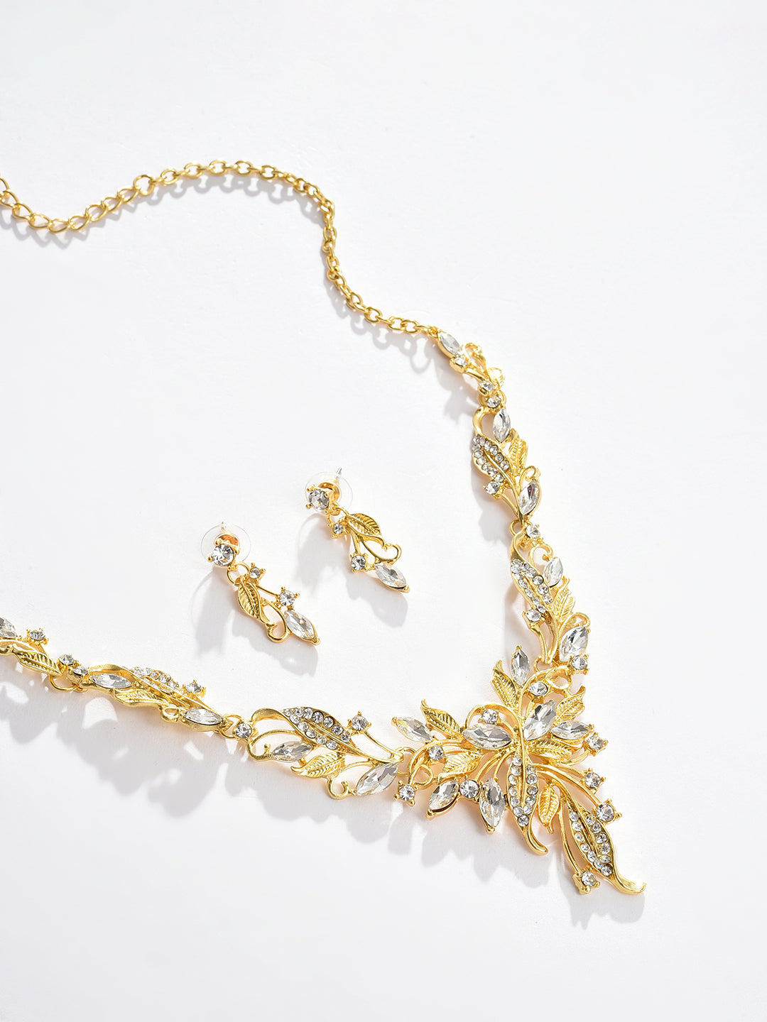 Gold Plated Designer Stone Necklace and Earring Set Jewellery Set