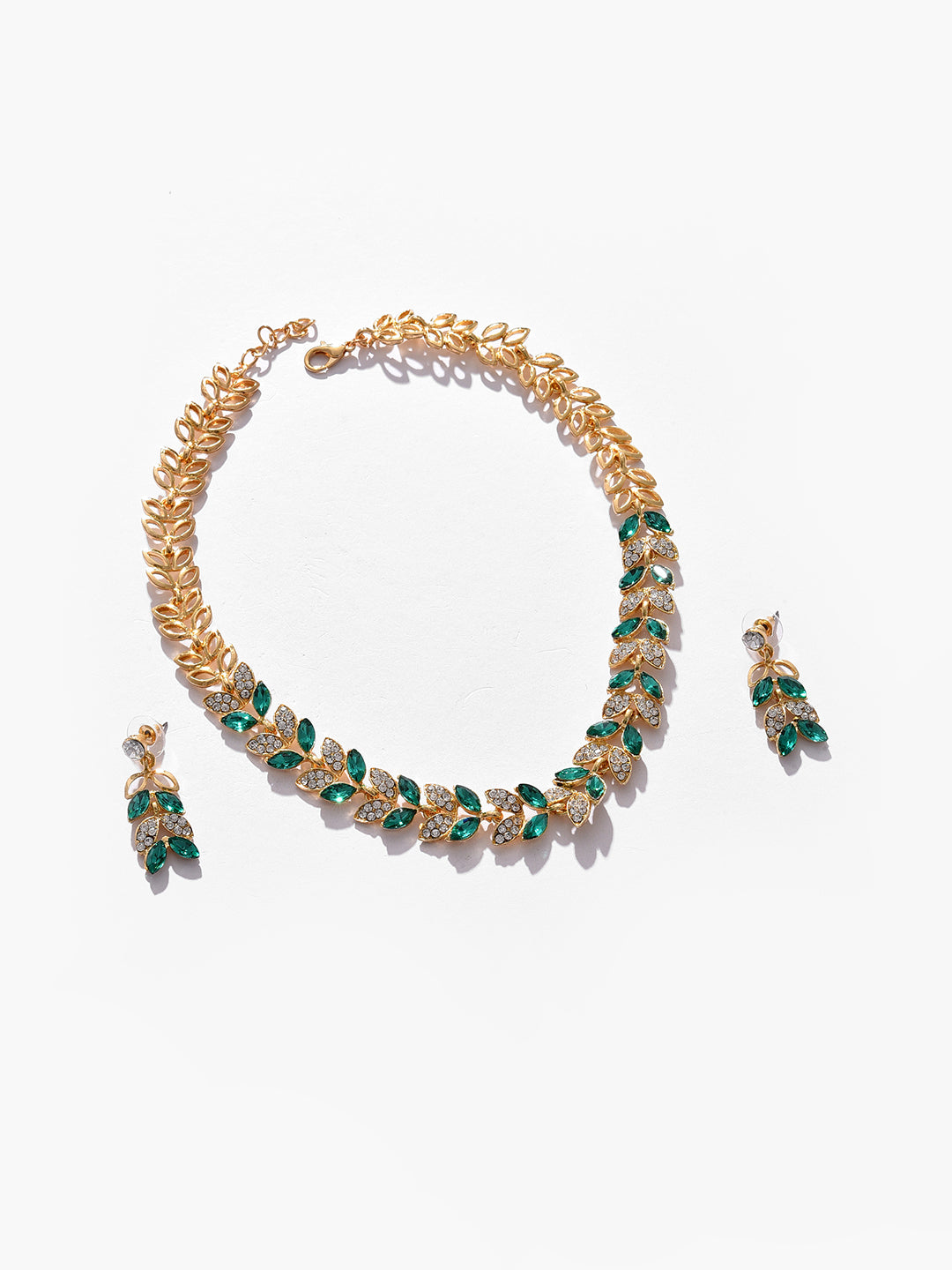 Gold Plated Designer Stone Necklace and Earring Set Jewellery Set