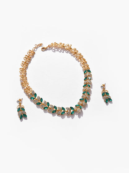 Gold Plated Designer Stone Necklace and Earring Set Jewellery Set