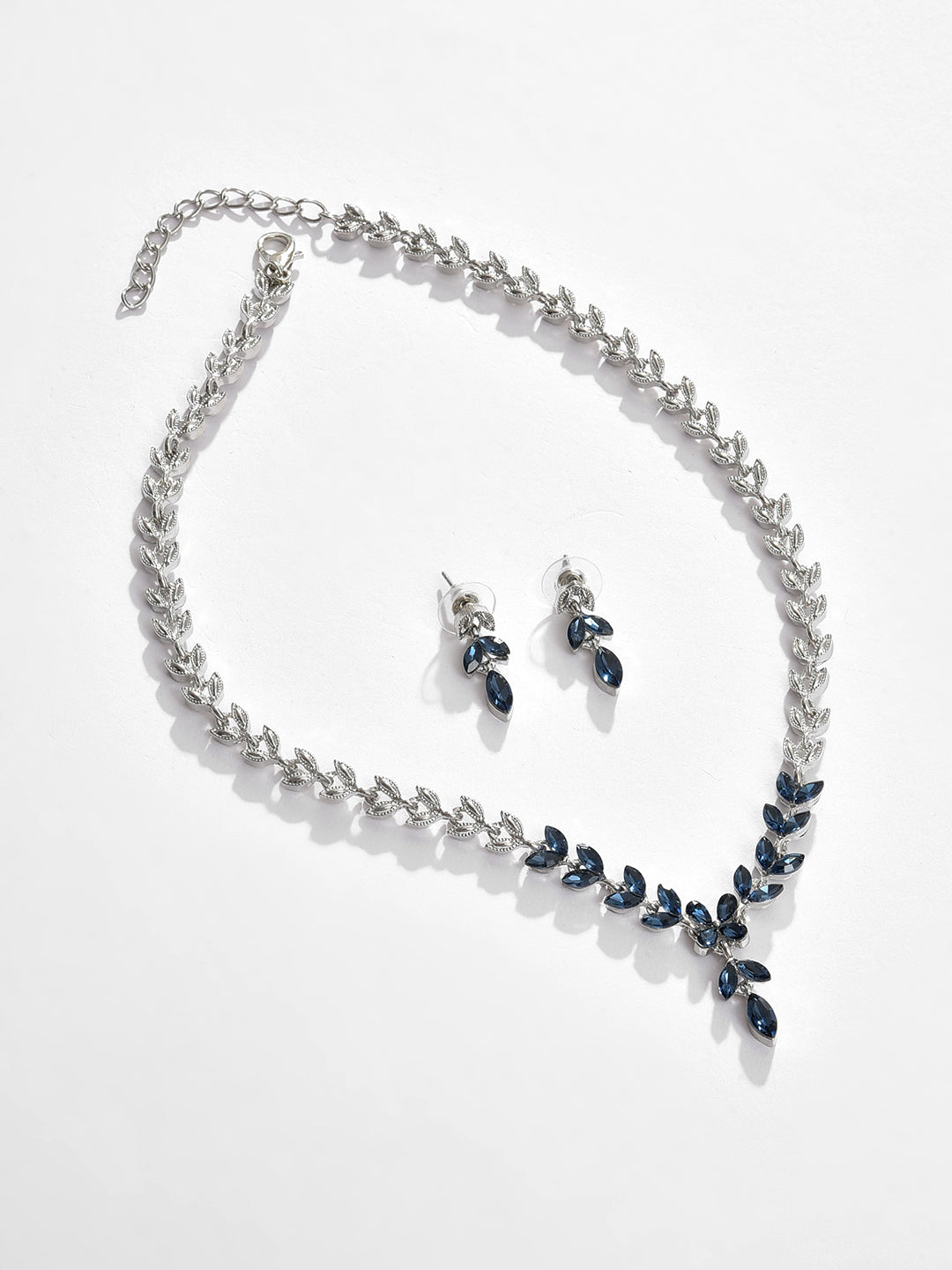 Silver Plated Designer Stone Necklace and Earring Set Jewellery Set