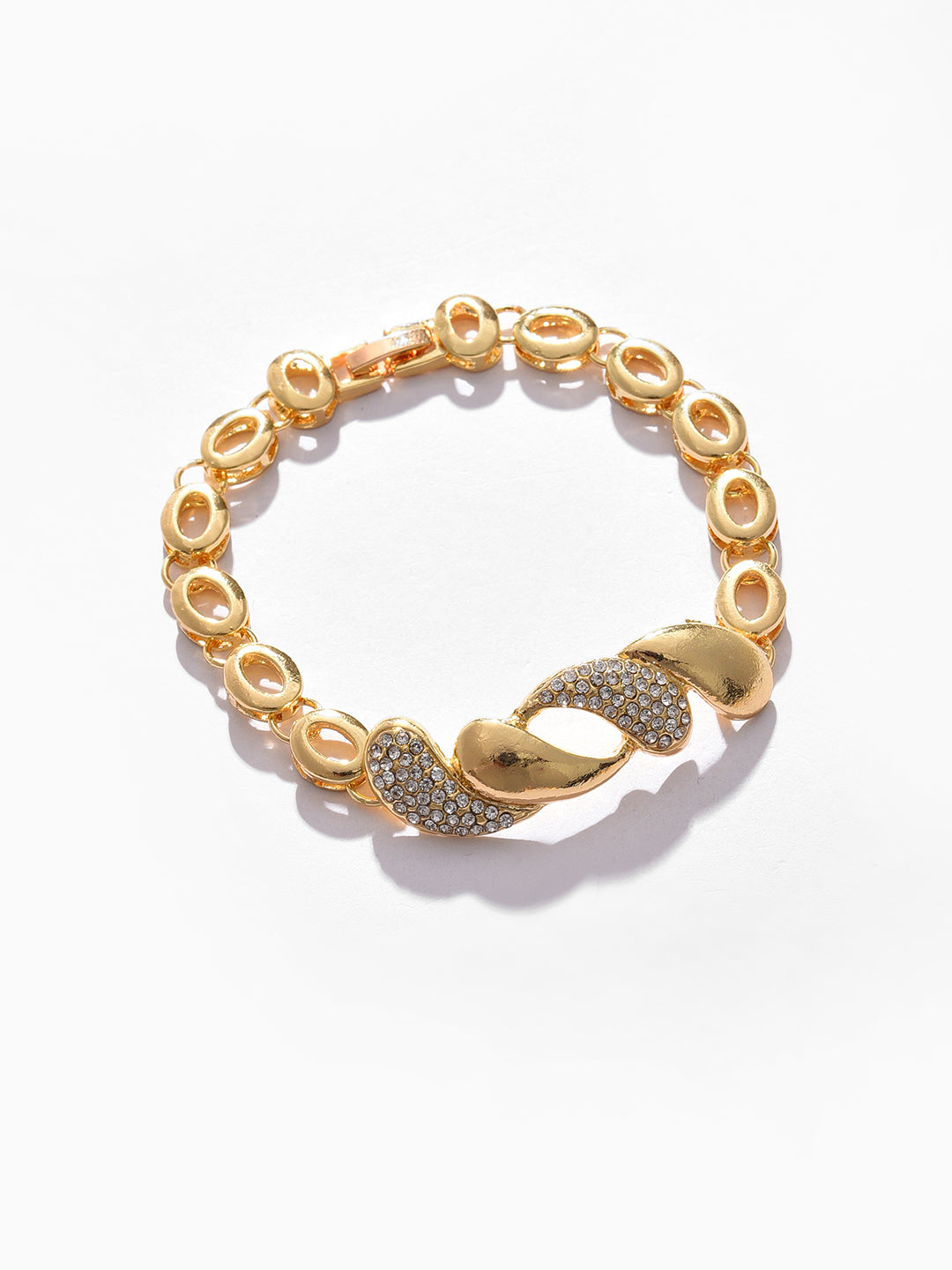 Gold Plated Designer Stone Necklace, Earrings, Bracelet and Ring Set Jewellery Set