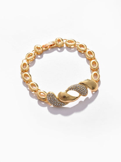 Gold Plated Designer Stone Necklace, Earrings, Bracelet and Ring Set Jewellery Set