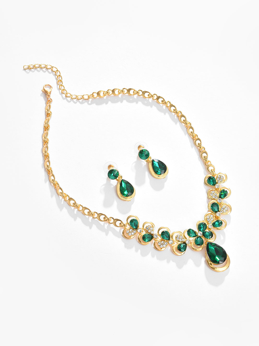 Gold Plated Designer Stone Necklace and Earring Set Jewellery Set