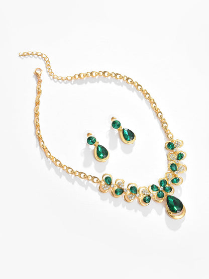 Gold Plated Designer Stone Necklace and Earring Set Jewellery Set