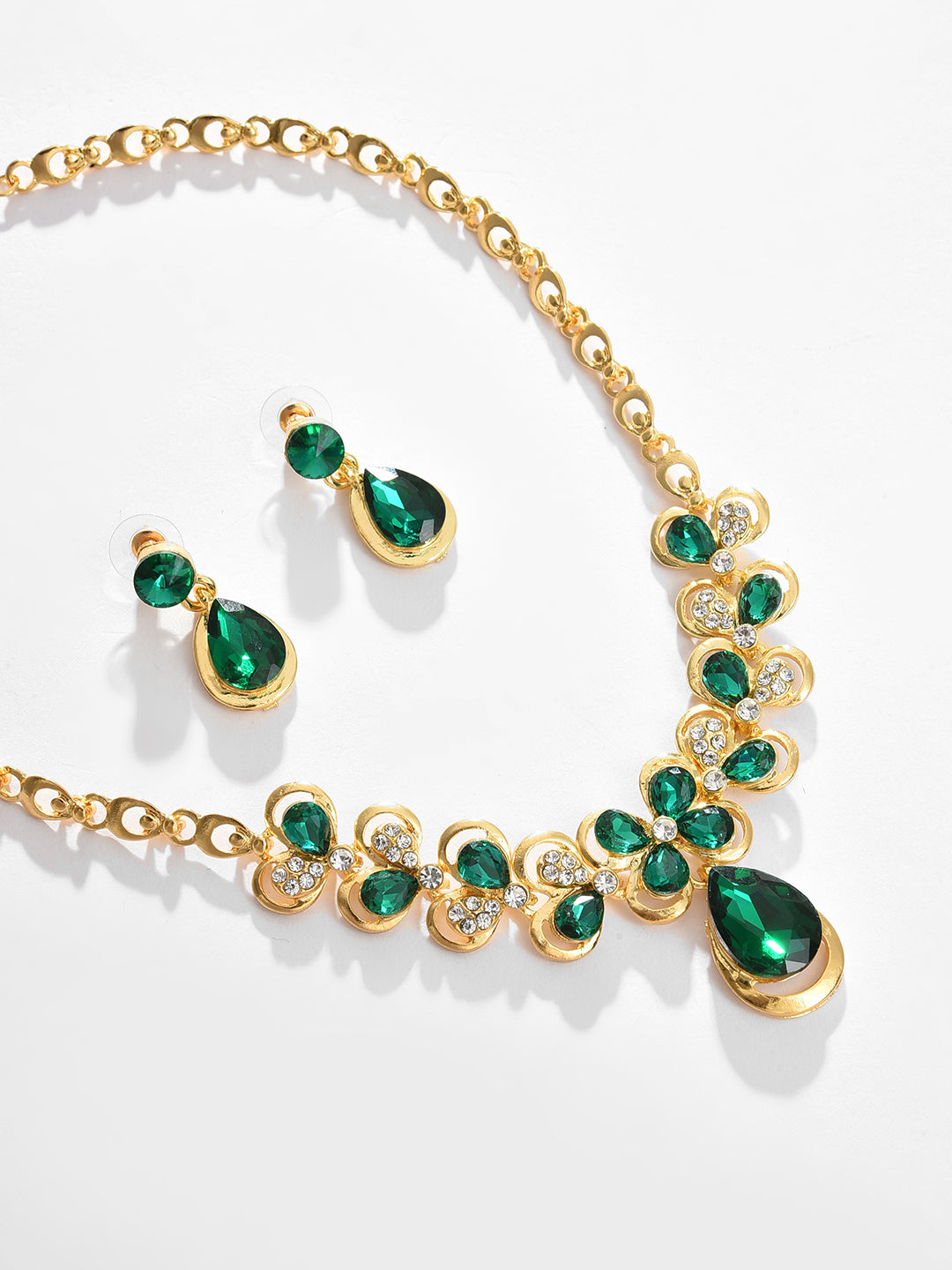 Gold Plated Designer Stone Necklace and Earring Set Jewellery Set