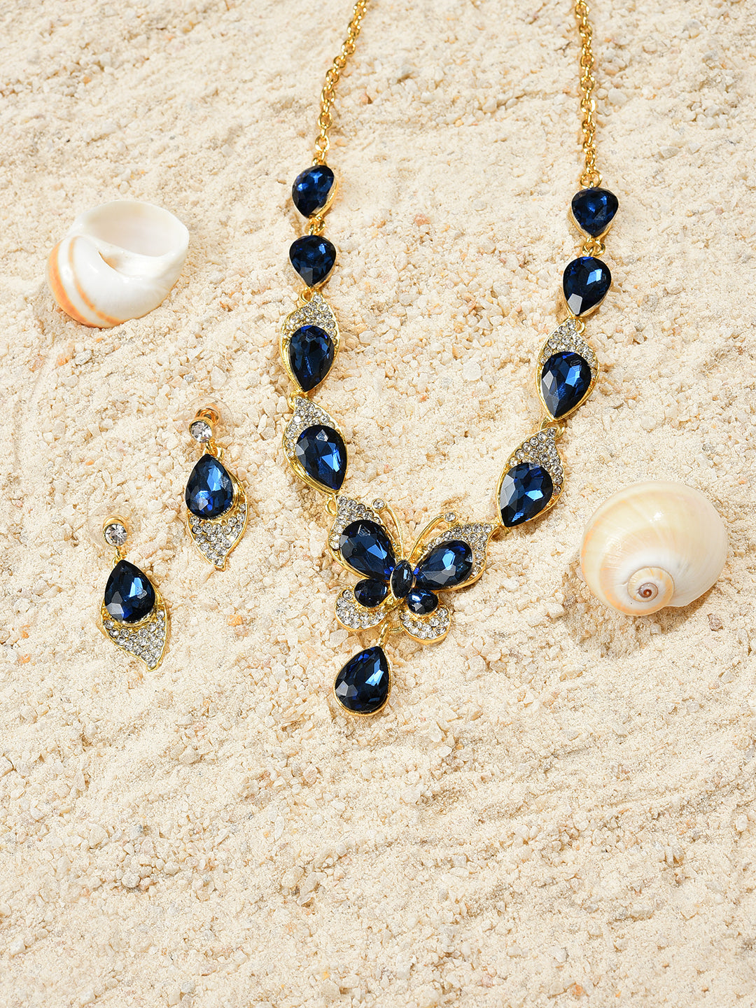 Gold Plated Designer Stone Necklace and Earring Set Jewellery Set