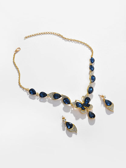 Gold Plated Designer Stone Necklace and Earring Set Jewellery Set