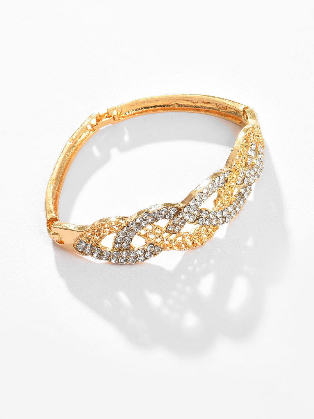 Gold Plated Designer Stone Necklace, Earrings, Bracelet and Ring Set Jewellery Set
