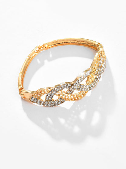 Gold Plated Designer Stone Necklace, Earrings, Bracelet and Ring Set Jewellery Set