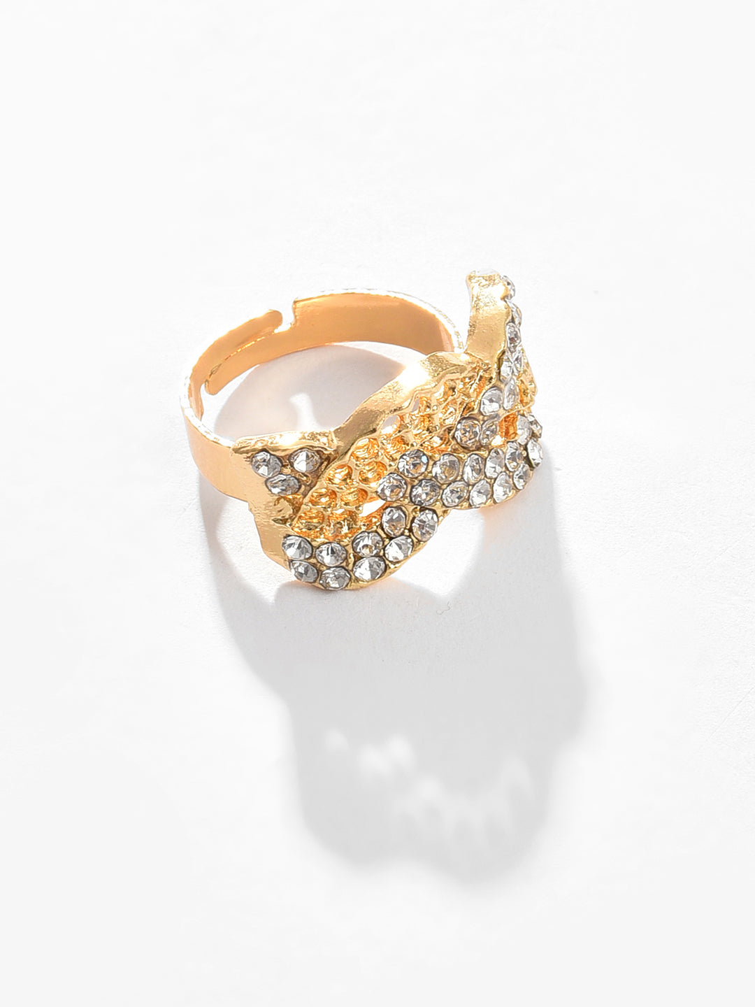 Gold Plated Designer Stone Necklace, Earrings, Bracelet and Ring Set Jewellery Set