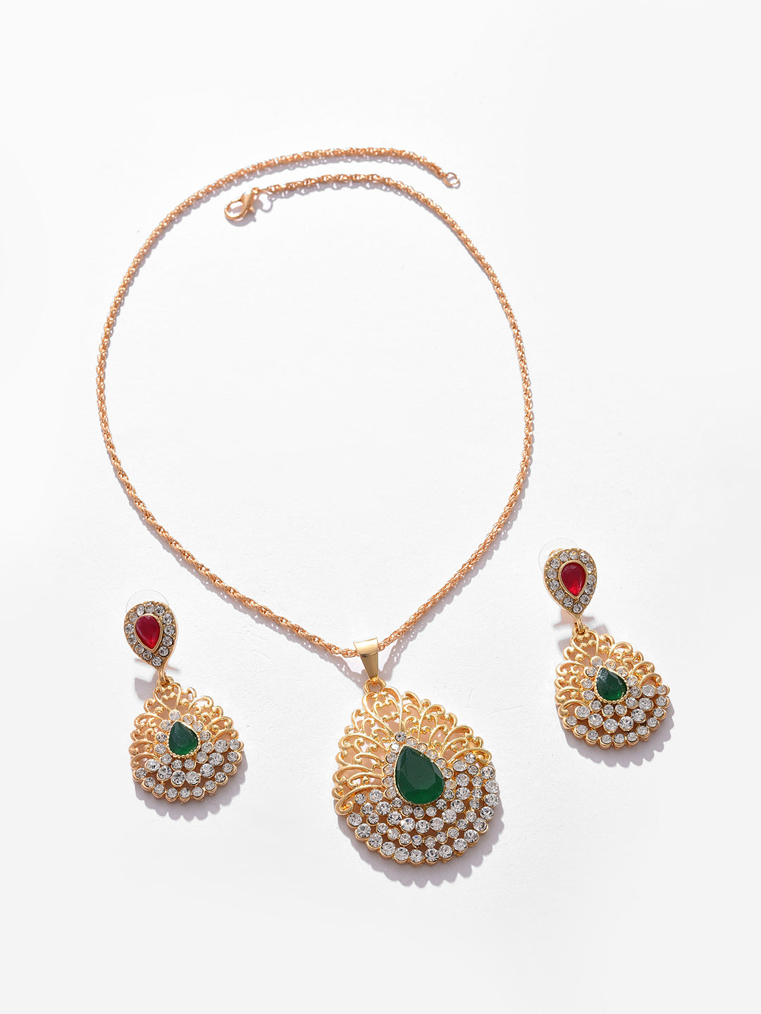 Gold Plated Designer Stone Necklace and Earring Set Jewellery Set