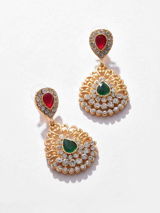 Gold Plated Designer Stone Necklace and Earring Set Jewellery Set