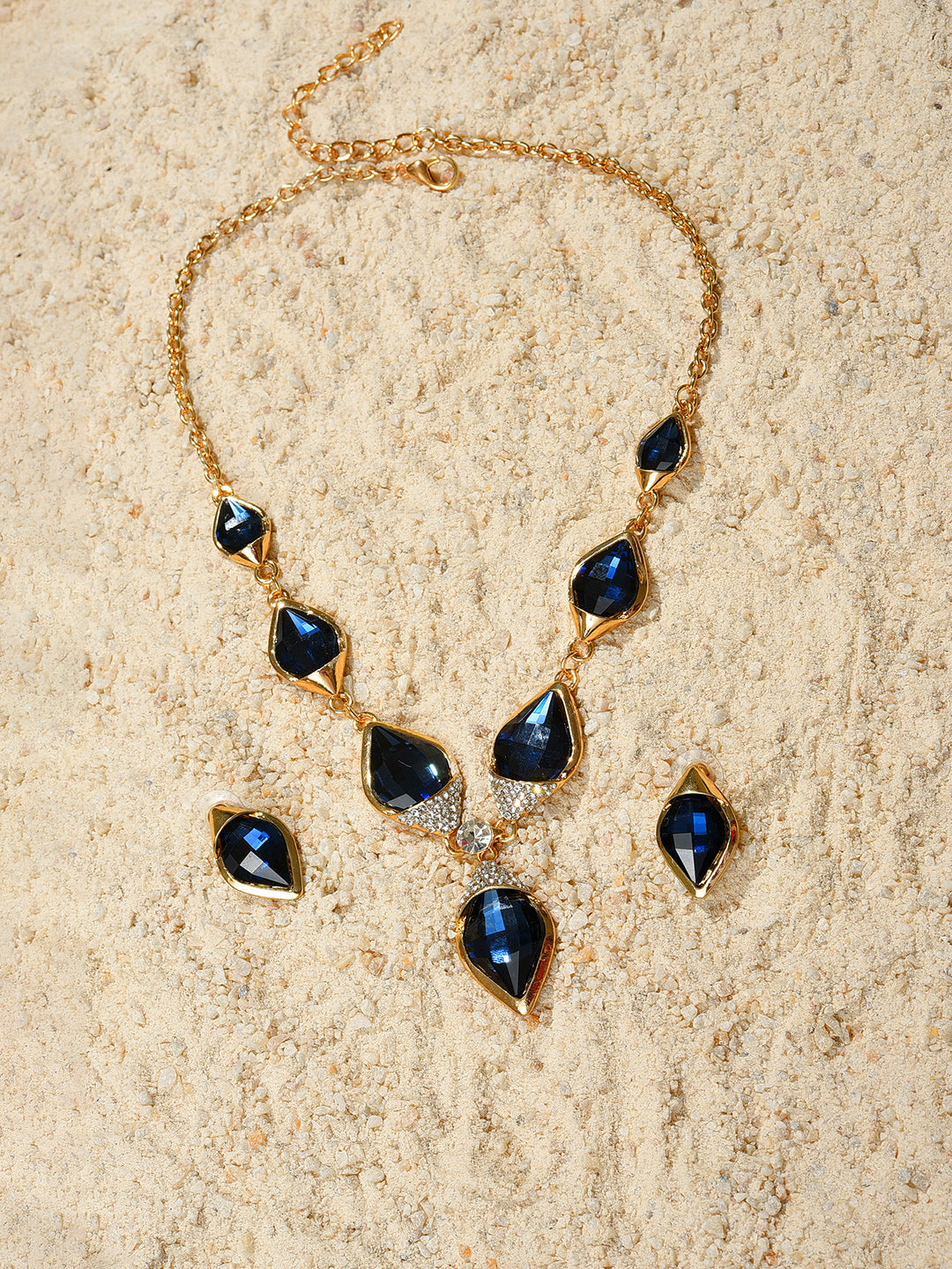 Gold Plated Designer Stone Necklace and Earring Set Jewellery Set
