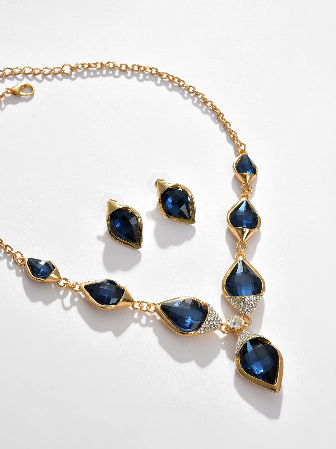Gold Plated Designer Stone Necklace and Earring Set Jewellery Set