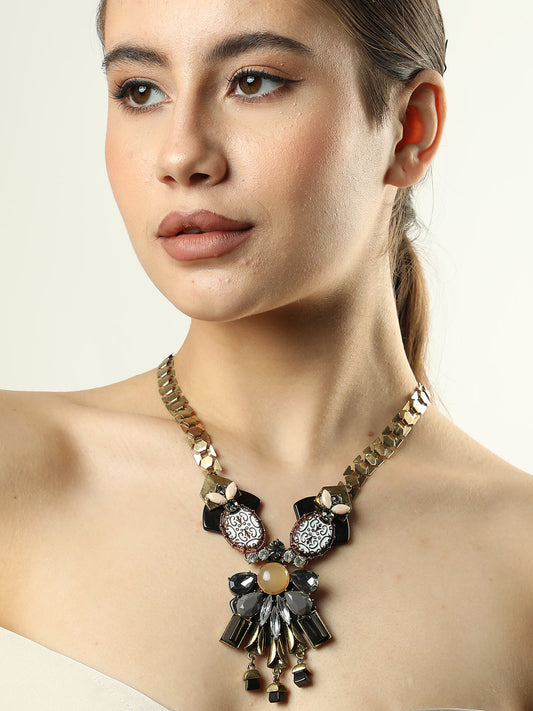 Gold Plated Designer Stone Necklace