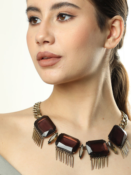 Gold Plated Designer Stone Necklace