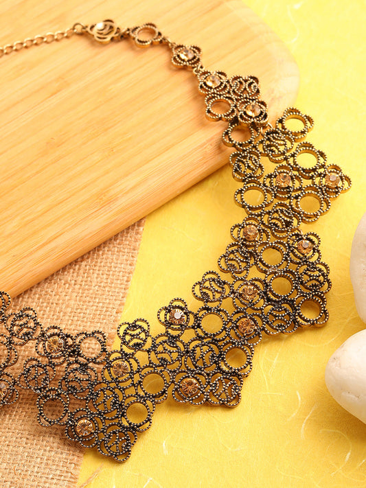 Gold-Plated Stone-Studded Necklace
