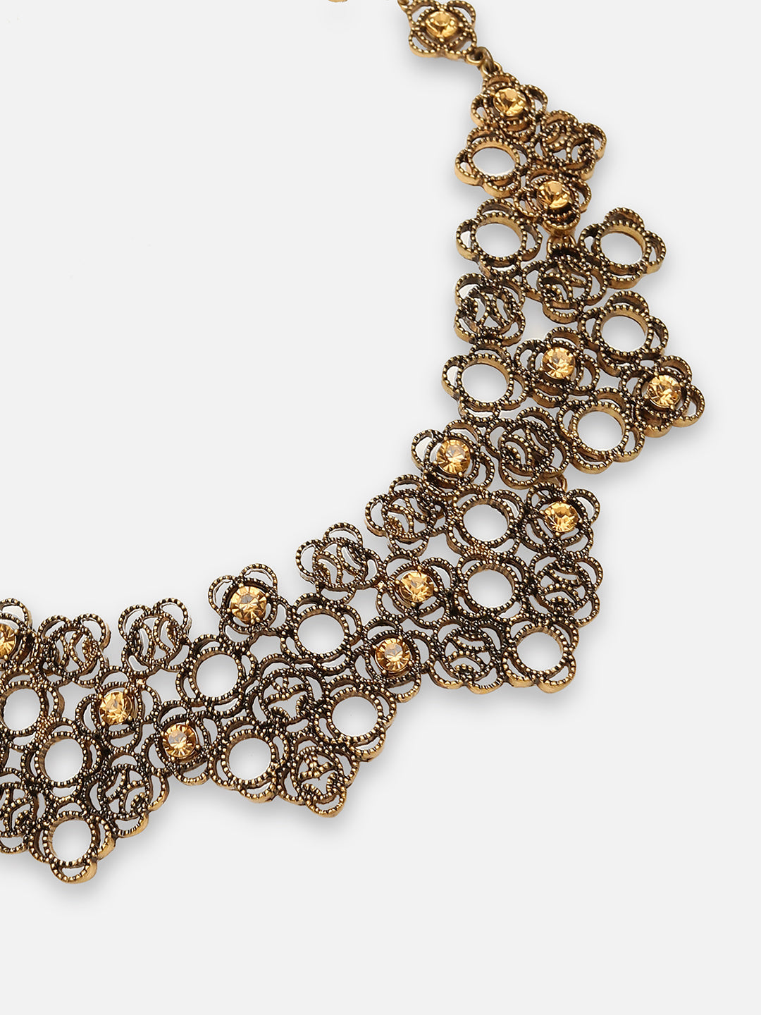 Gold-Plated Stone-Studded Necklace