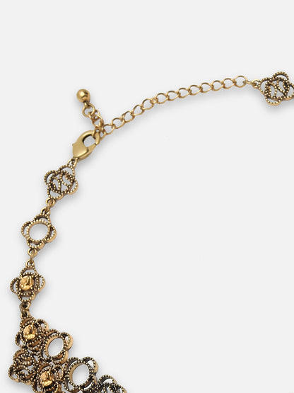 Gold-Plated Stone-Studded Necklace