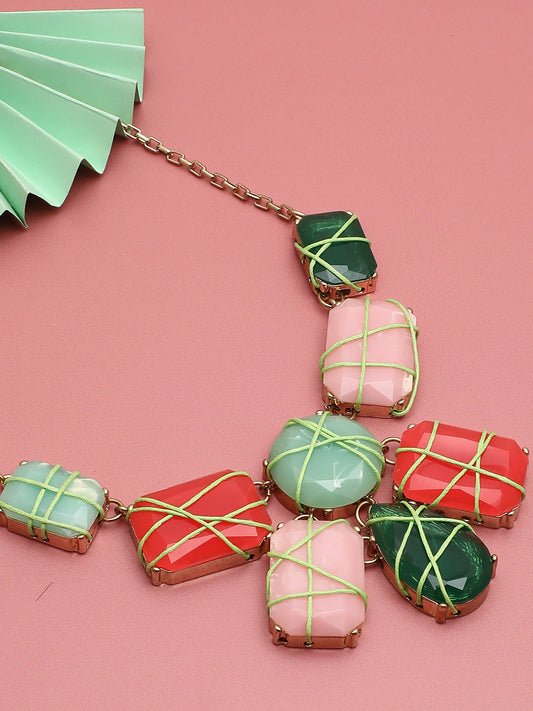 Gold Plated Designer Stone Necklace