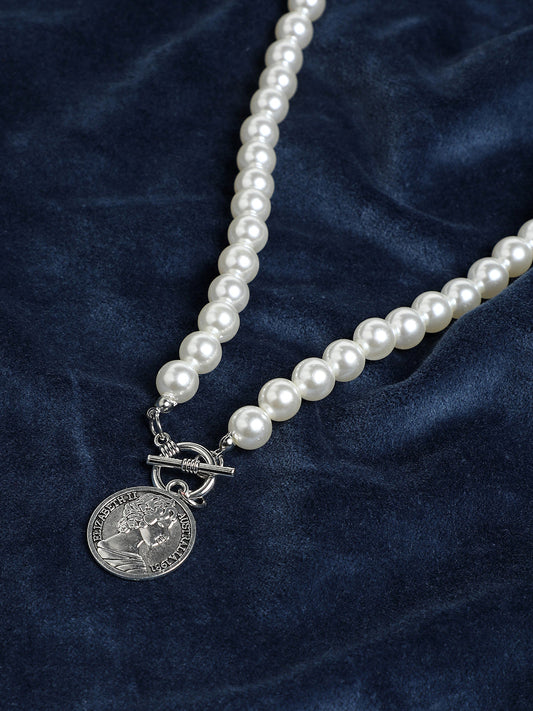 Women's The Coin Collar Necklace - Pearl White