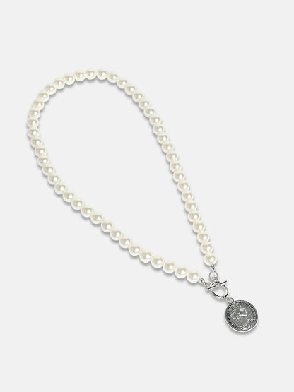 Women's The Coin Collar Necklace - Pearl White