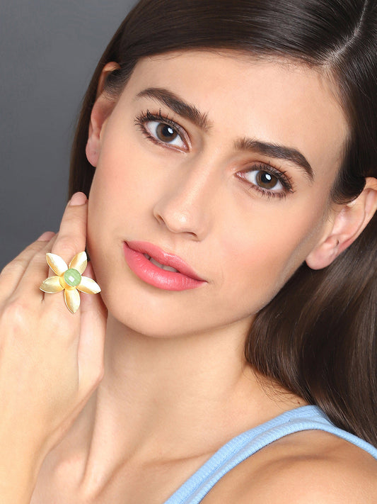 Gold-Plated Stone Ring