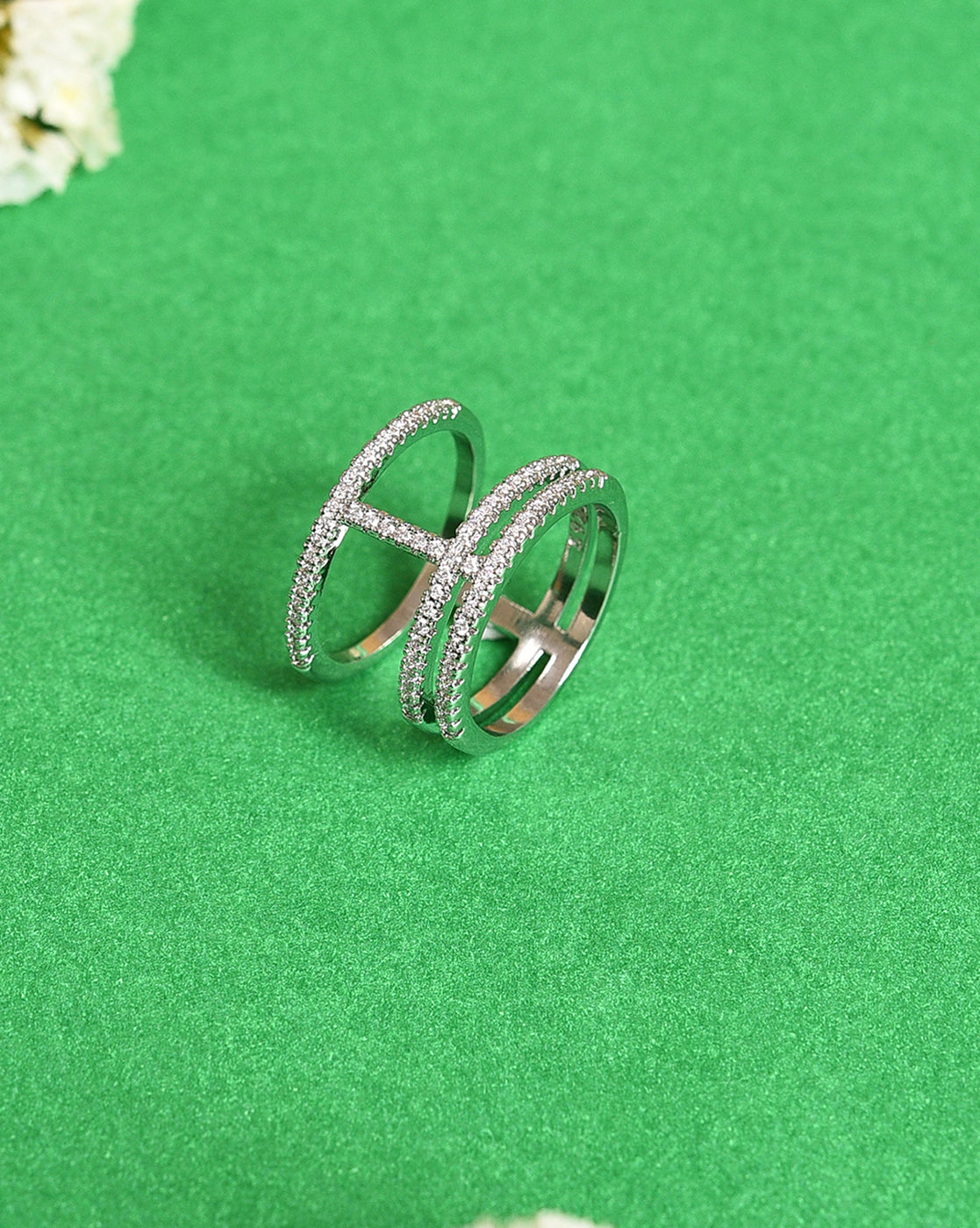 Silver Plated American Diamond Ring