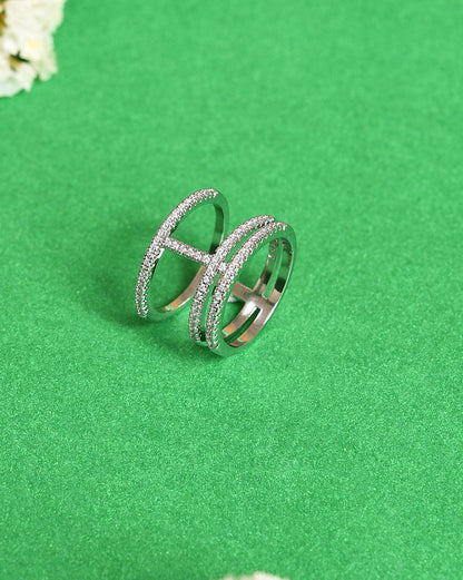 Silver Plated American Diamond Ring