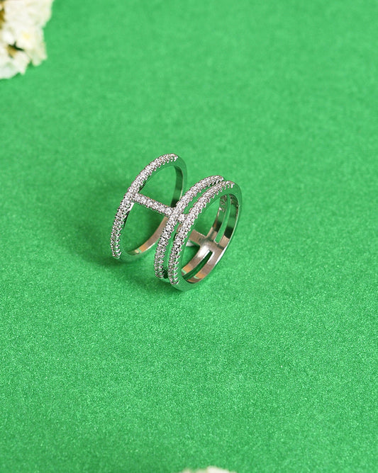 Silver Plated American Diamond Ring