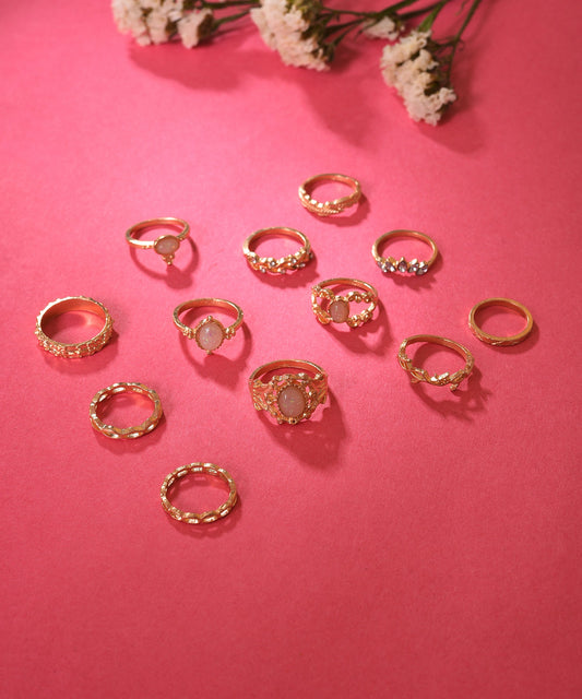 Pack of 24 Gold Plated Designer Stone Ring