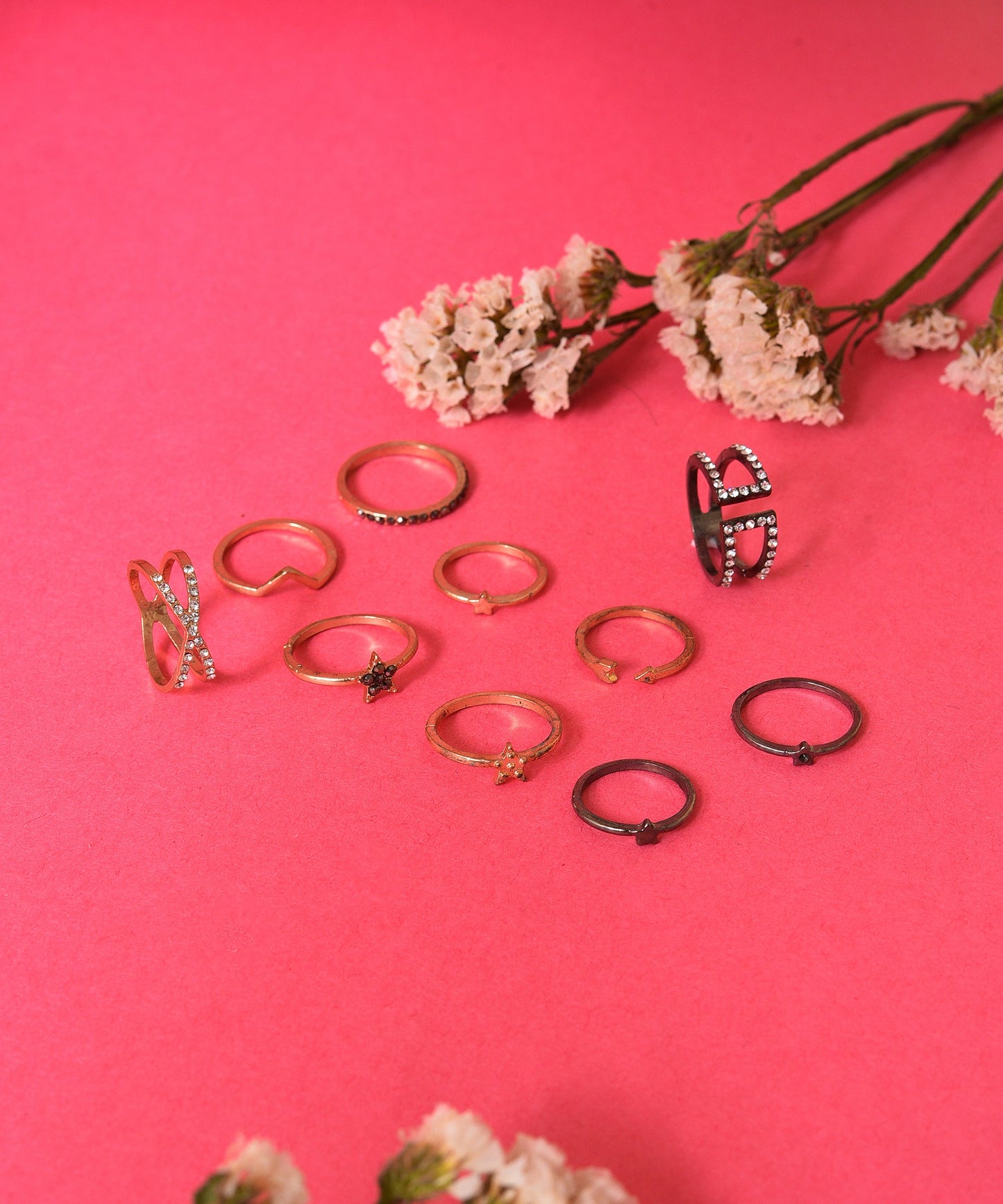 Pack of 10 Gold Plated Designer Stone Ring