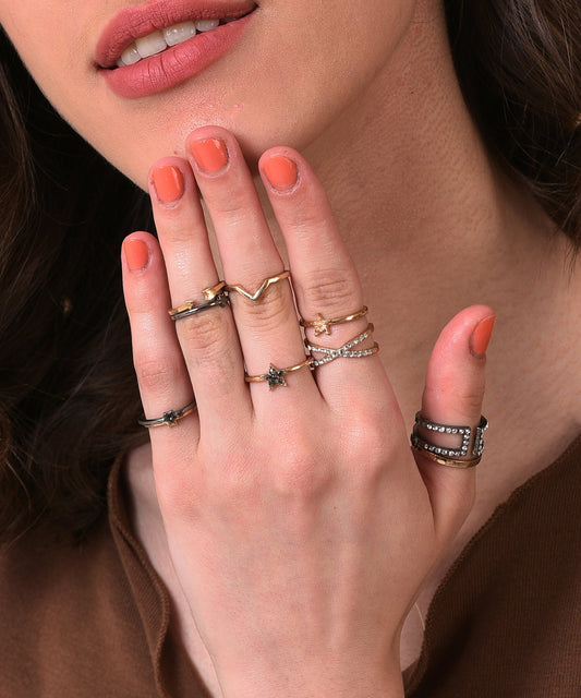 Pack of 10 Gold Plated Designer Stone Ring