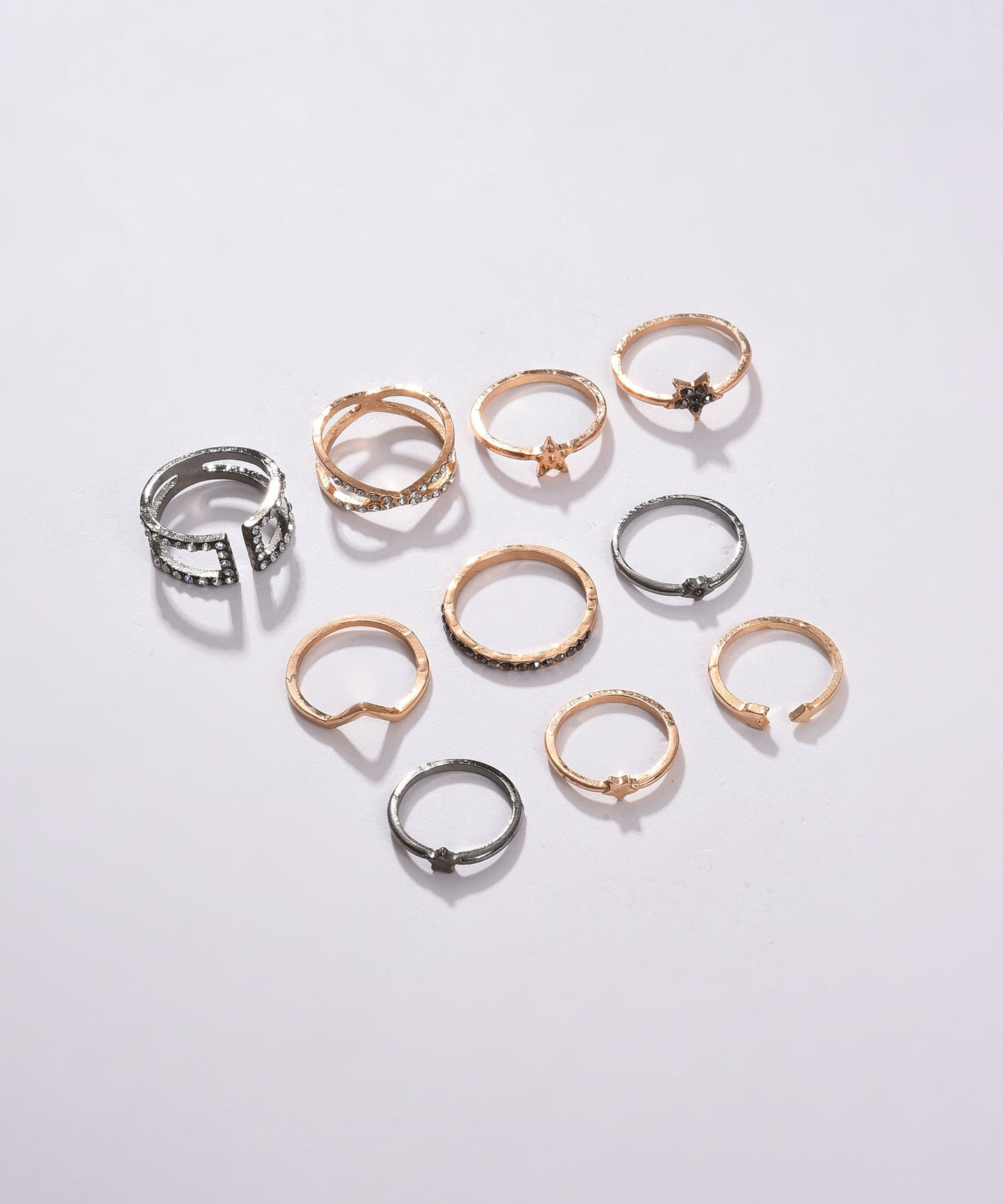 Pack of 10 Gold Plated Designer Stone Ring