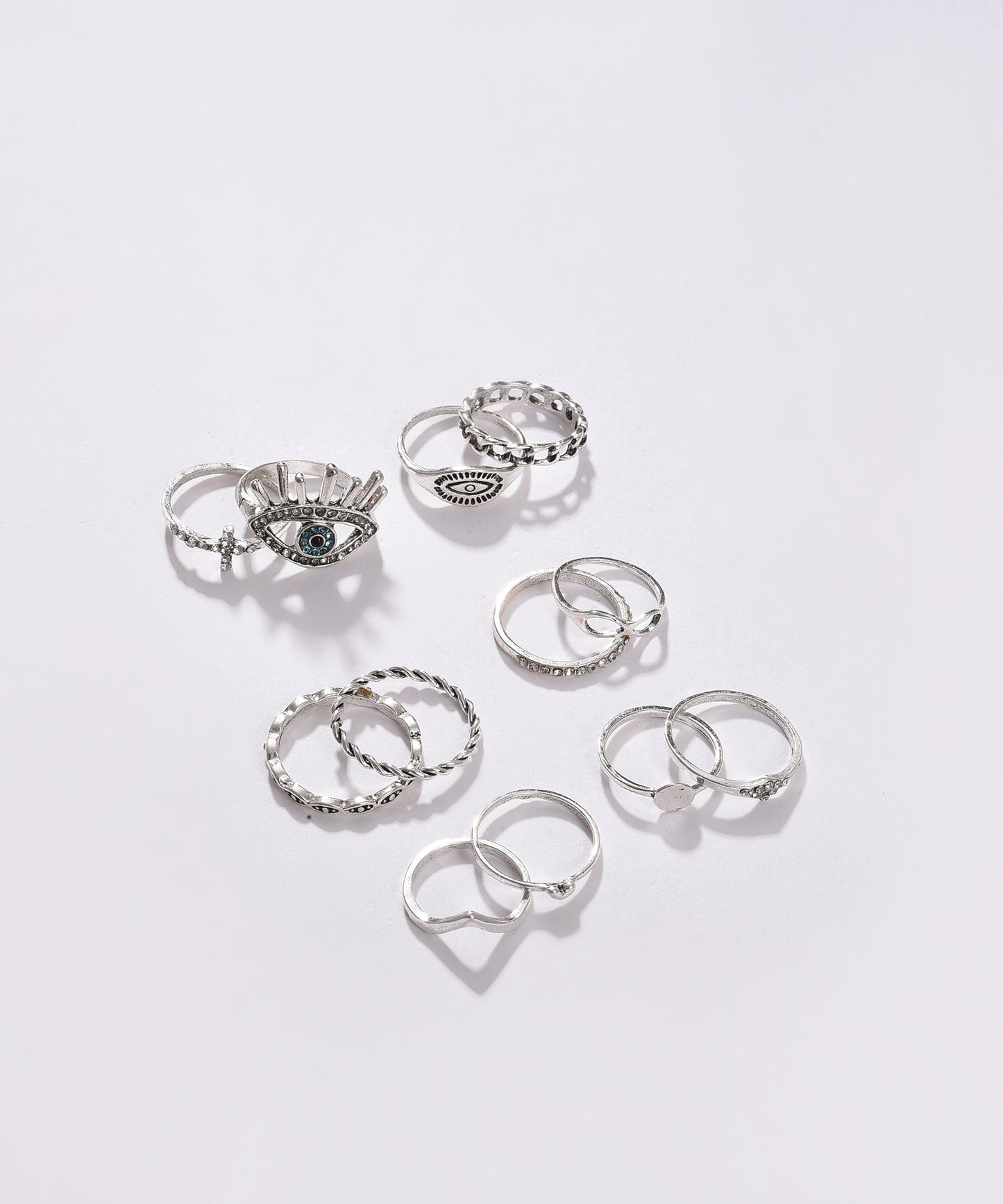 Pack of 12 Silver Plated Designer Stone Ring