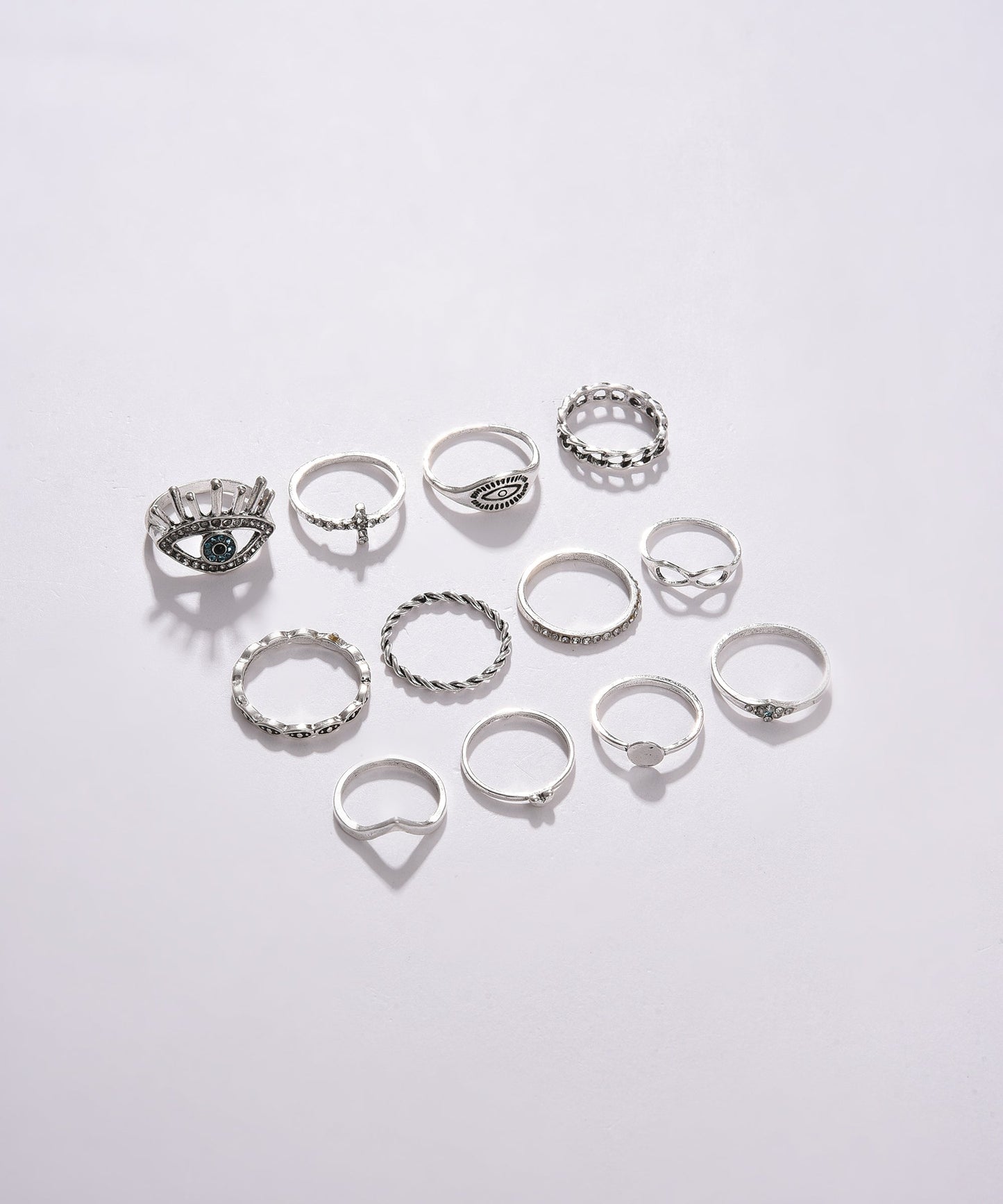 Pack of 12 Silver Plated Designer Stone Ring