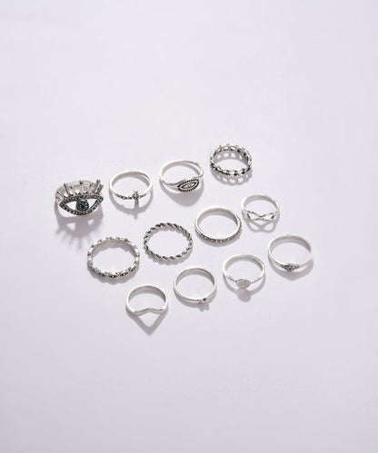 Pack of 12 Silver Plated Designer Stone Ring
