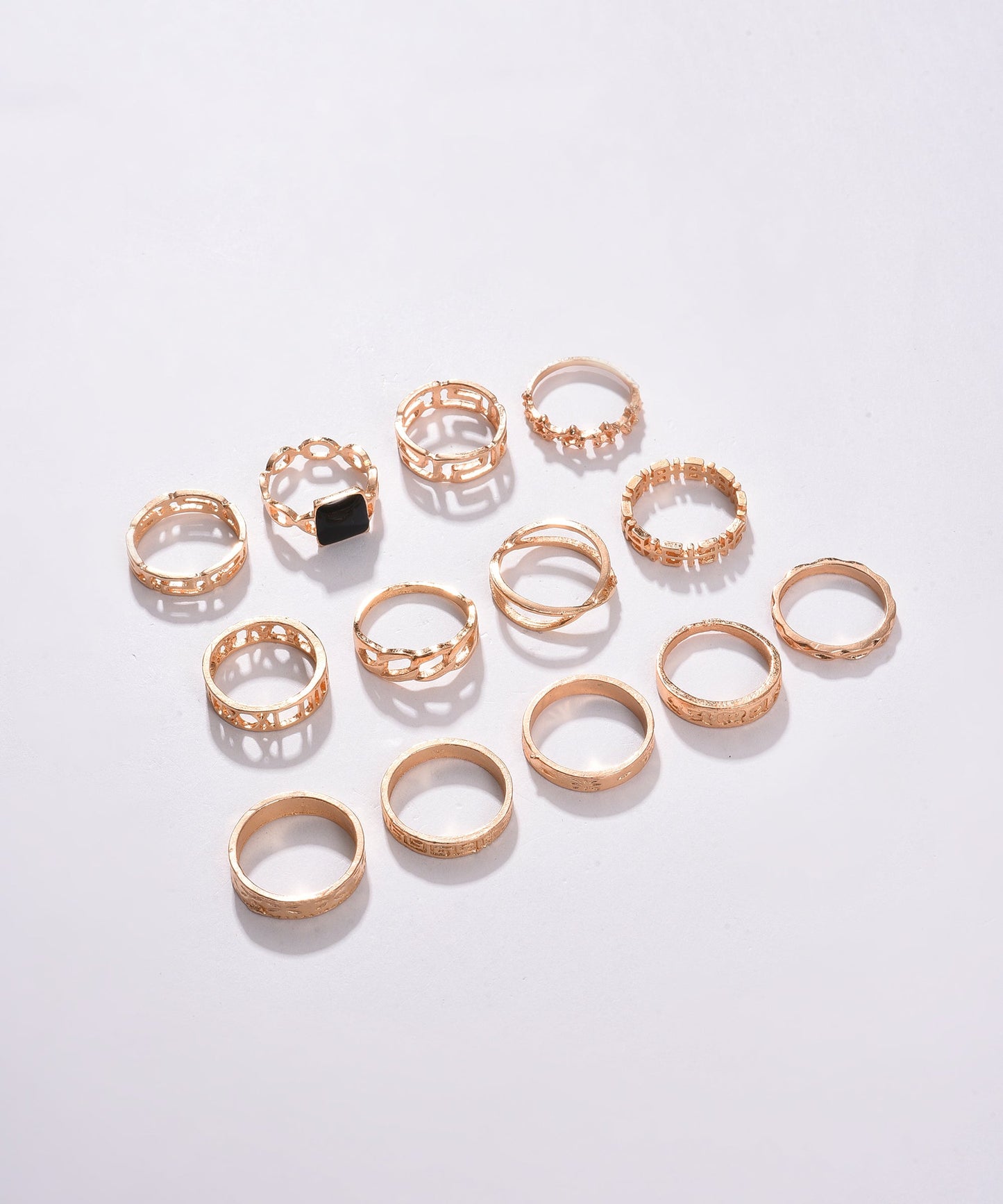 Pack of 13 Gold Plated Designer Stone Ring