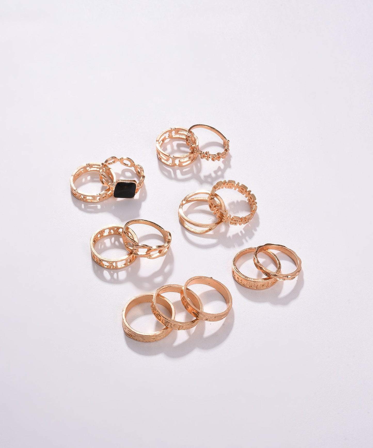 Pack of 13 Gold Plated Designer Stone Ring