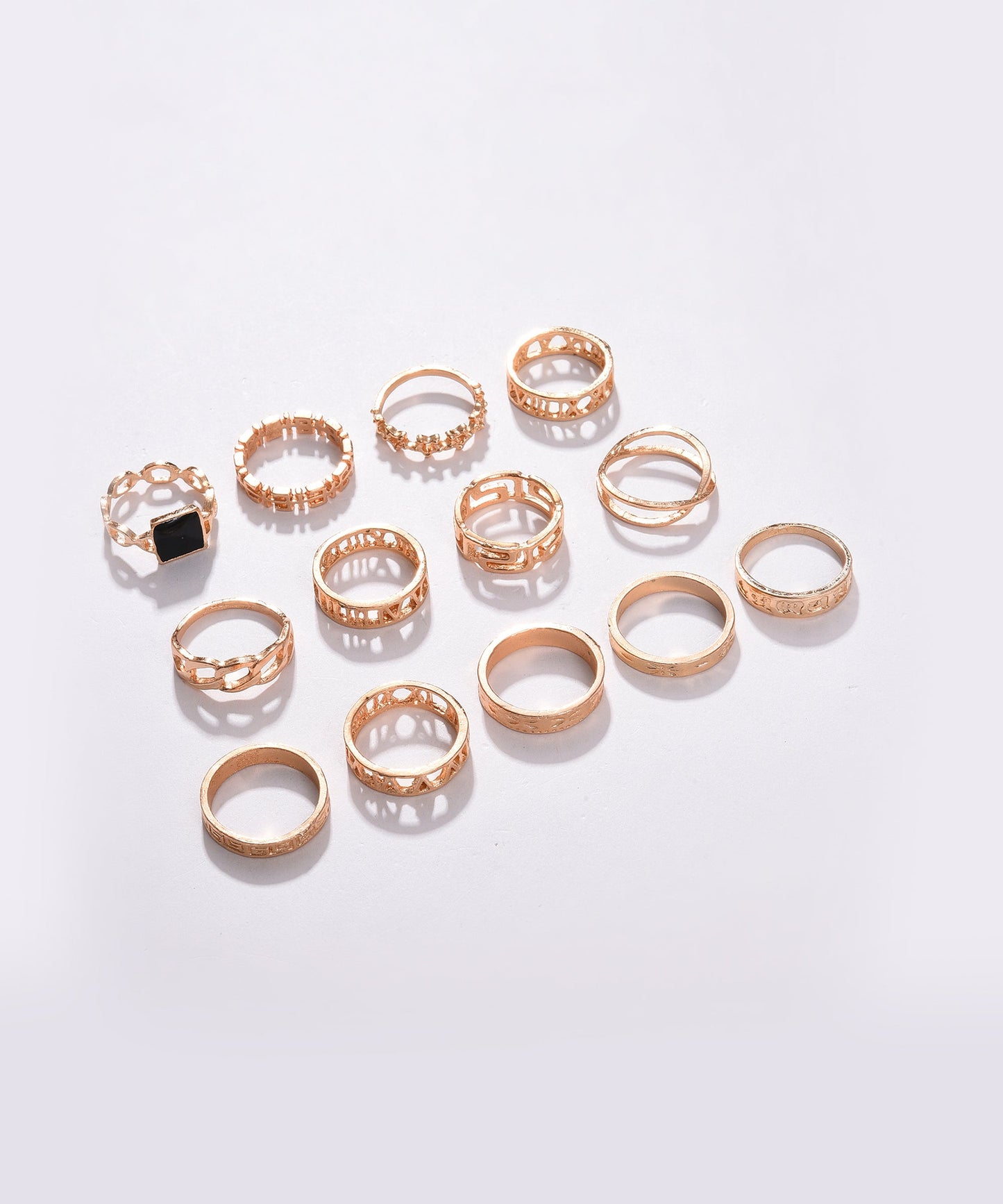 Pack of 13 Gold Plated Designer Stone Ring