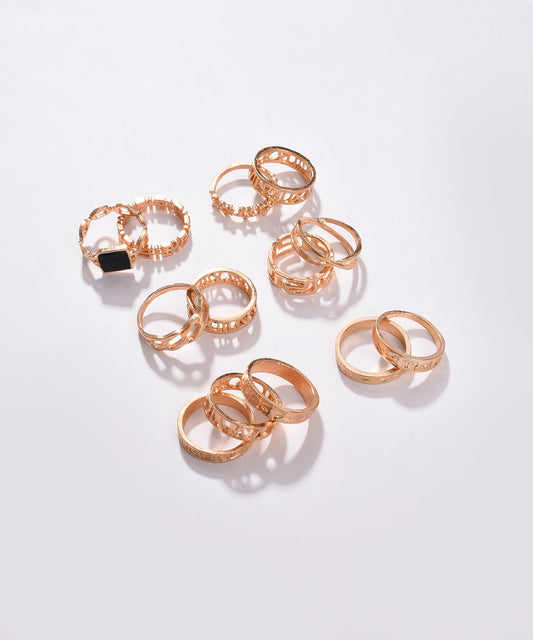 Pack of 13 Gold Plated Designer Stone Ring