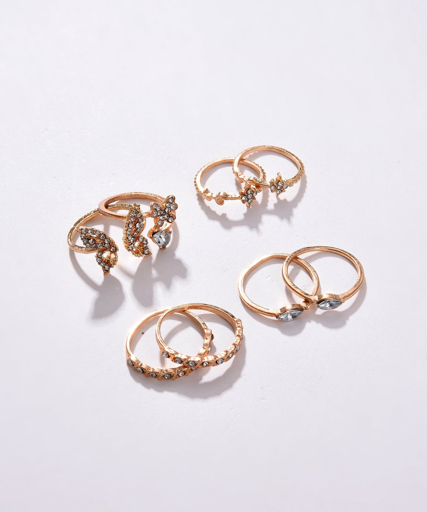 Pack of 8 Gold Plated Designer Stone Ring