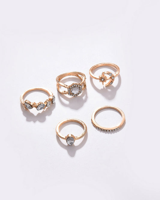 Pack of 5 Gold Plated Designer Stone Ring