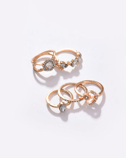 Pack of 5 Gold Plated Designer Stone Ring