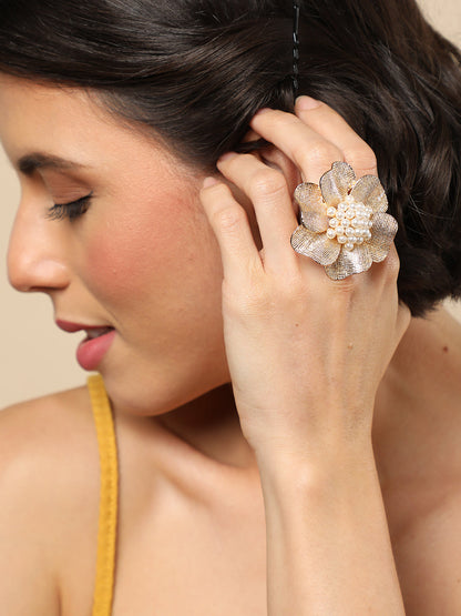 Gold Plated Beaded Ring