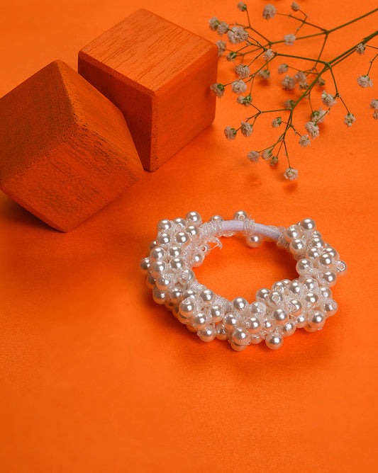 Gold Plated Pearls Beaded Scrunchie