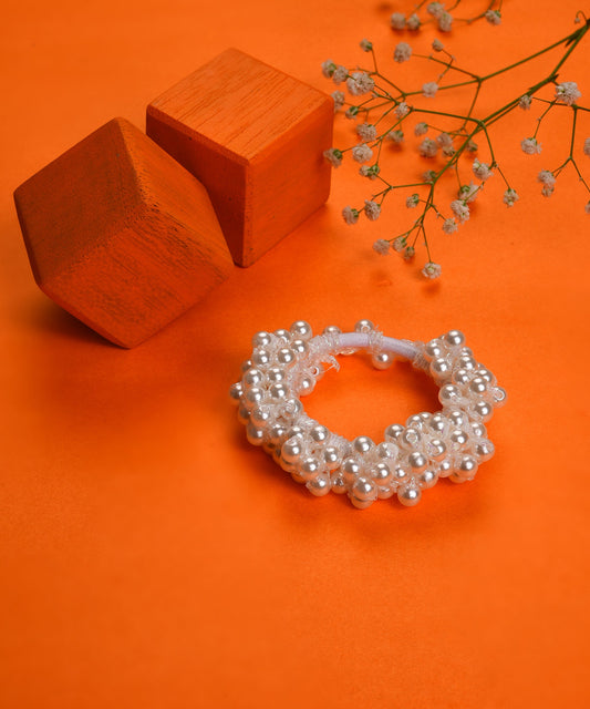 Gold Plated Pearls Beaded Scrunchie